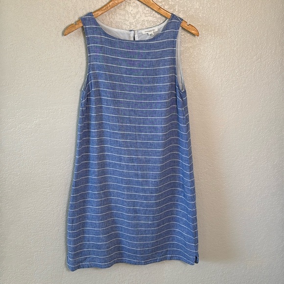 Beach‎ Lunch Lounge Small Petite Blue Dress Knee Length Lined Button Back - Picture 1 of 7